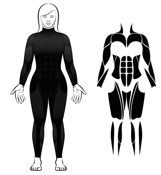 Wetsuit zwart duikpak vrouw - Vector, afbeelding
