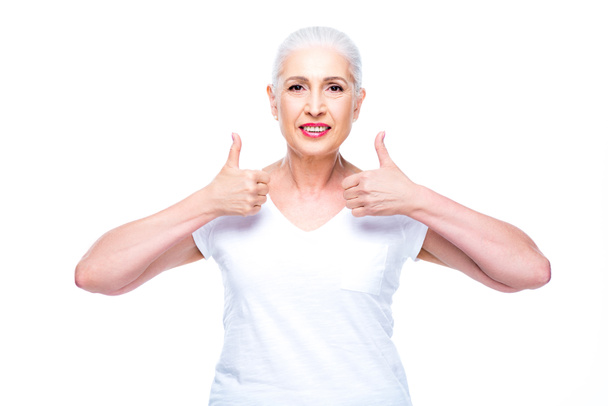 senior woman with thumbs up - Photo, Image