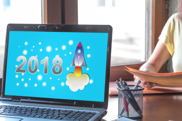 New year 2018 concept op een laptop scherm - Foto, afbeelding