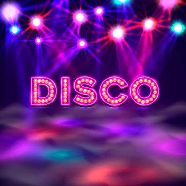 Dance floor banner, disco text signboard. - Vetor, Imagem
