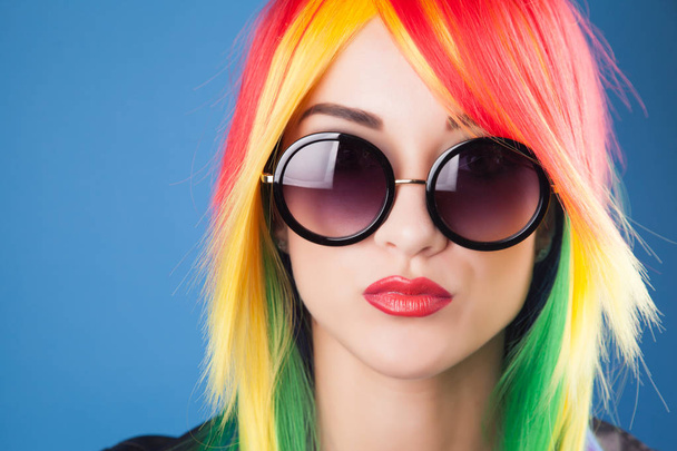 woman wearing color wig  - Photo, image