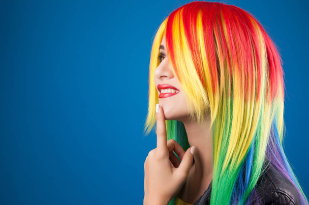 woman wearing color wig  - Fotó, kép