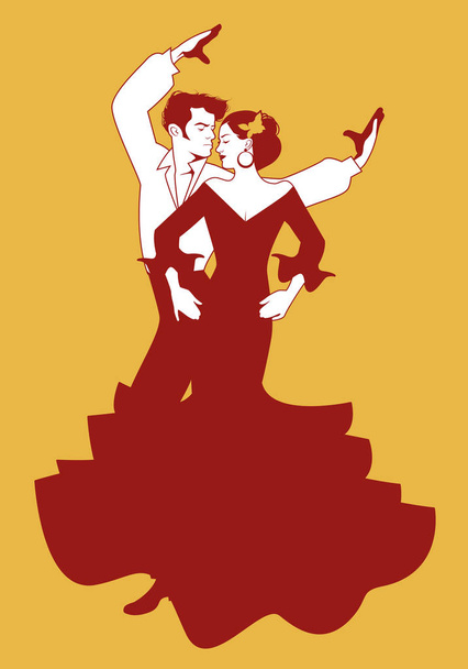 Испанская пара танцоров фламенко. Векторная миграция
 - Вектор,изображение
