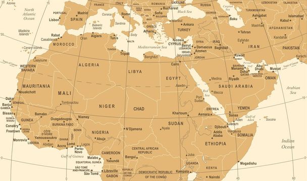 Mapa del Norte de África - Ilustración vectorial Vintage
 - Vector, imagen