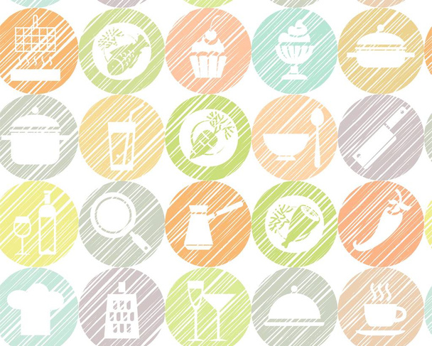 Kitchen, cooking, white background, seamless, vector.  - ベクター画像