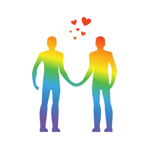 Gay love. LGBT heart. Guys hold hands. Together forever. Vector  - Vector, Image