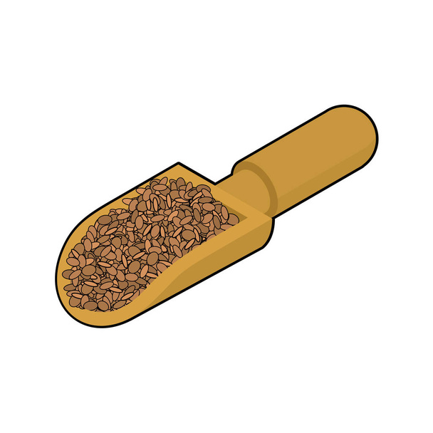 分離された木製のスクープのレンズ豆。木製シャベルで割り。穀物 o - ベクター画像