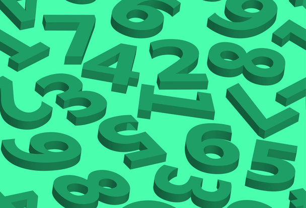 Seamless pattern numbers in 3D green - Vector, Image
