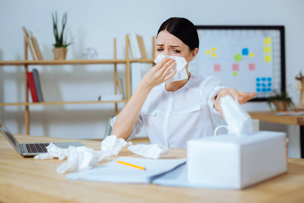 Ill female person having allergy - Foto, Imagen