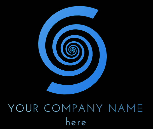 Plantilla de logotipo de vórtice azul aislada sobre fondo negro
 - Foto, Imagen