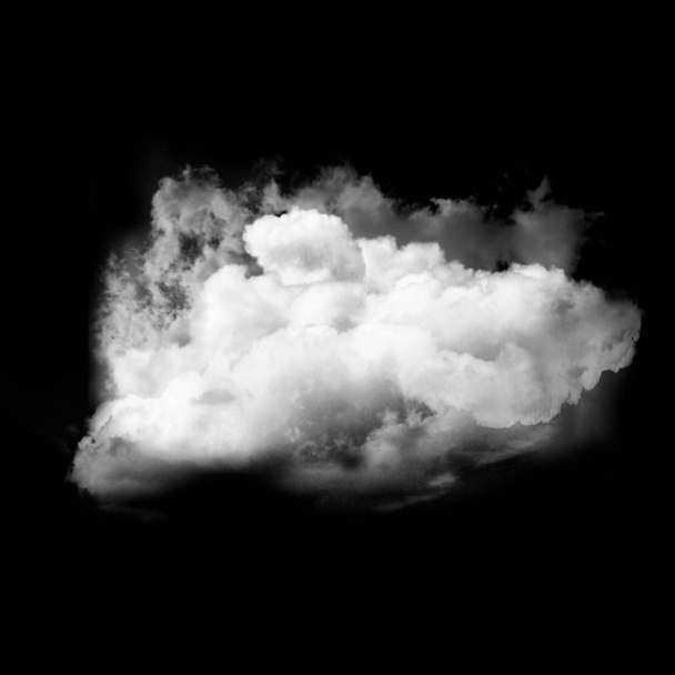 Одинарна біла хмара ізольована на чорному фоні
 - Фото, зображення