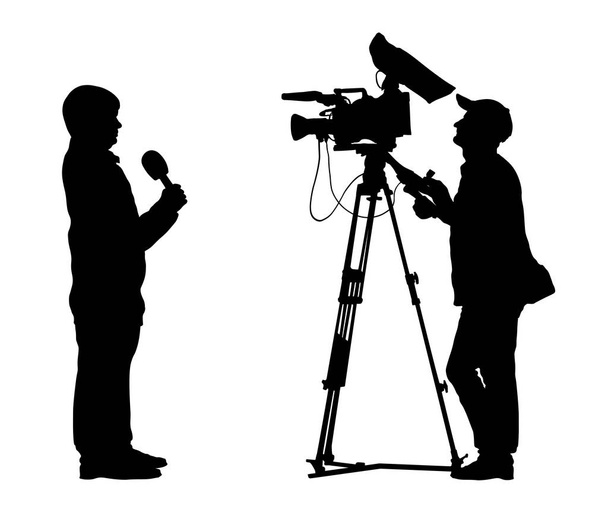 Reporter schießt auf Kameramann - Vektor, Bild