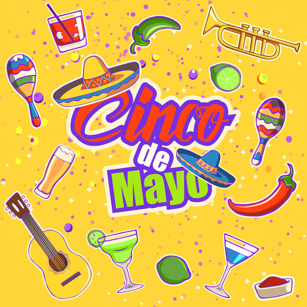 Cinco de Mayo празднование в Мексике, элемент дизайна
.  - Вектор,изображение