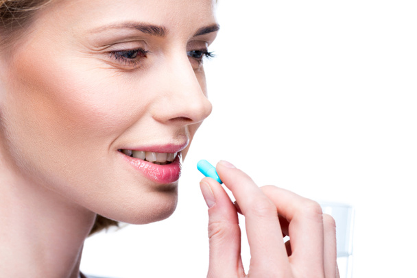 attractive woman with pill - Photo, Image