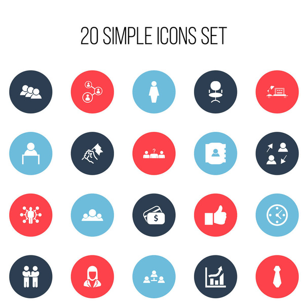 Set Of 20 Editable Business Icons. Includes Symbols Such As Candidate, Contact Book, Partnership. Can Be Used For Web, Mobile, UI And Infographic Design. - Vector, Image