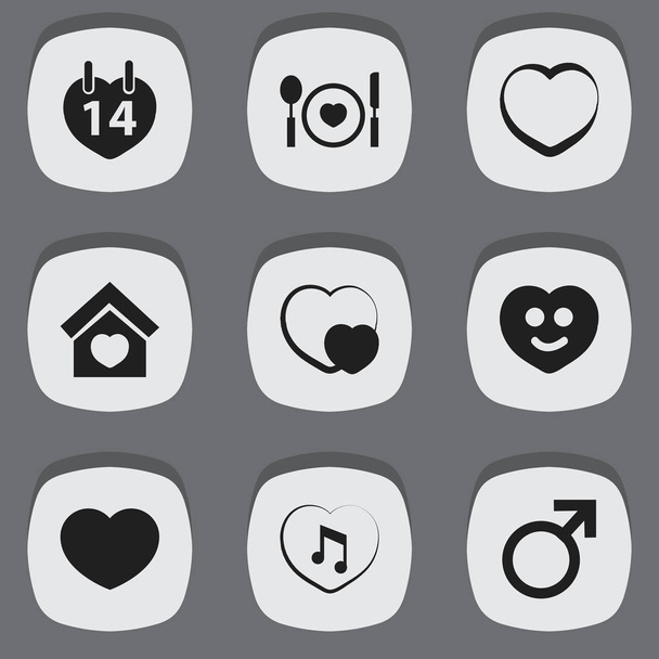Conjunto de 9 Ícones de Amour Editáveis. Inclui símbolos como dia dos namorados, feliz, romântico e muito mais. Pode ser usado para Web, Mobile, UI e design infográfico
. - Vetor, Imagem