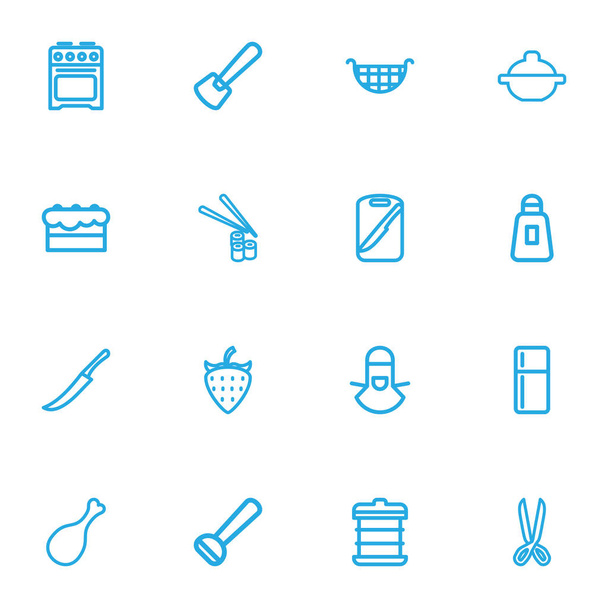 Sada 16 ikon osnovy lze upravovat jídlo. Obsahuje symboly Berry, deska, kotle a další. Lze použít pro webové, mobilní, Ui a infografika Design. - Vektor, obrázek