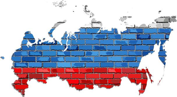 Ρωσία Χάρτης σε έναν τοίχο από τούβλα - Διάνυσμα, εικόνα
