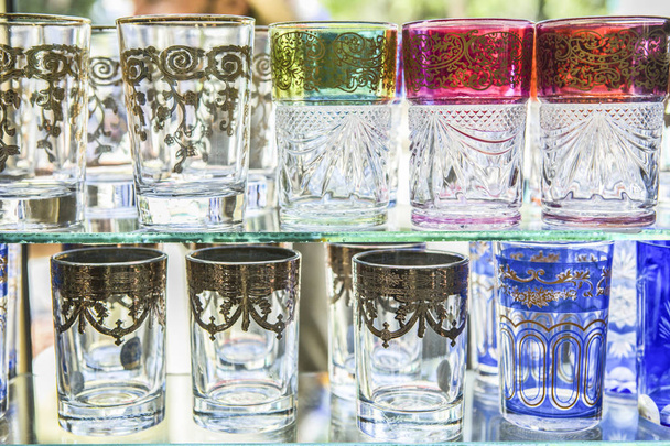 Moroccan colorful tea glasses  - Photo, Image