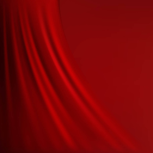 Abstract rode achtergrond doek of vloeistof Golf illustratie van golvende plooien van zijde textuur satijn of fluweel materiaal - Vector, afbeelding