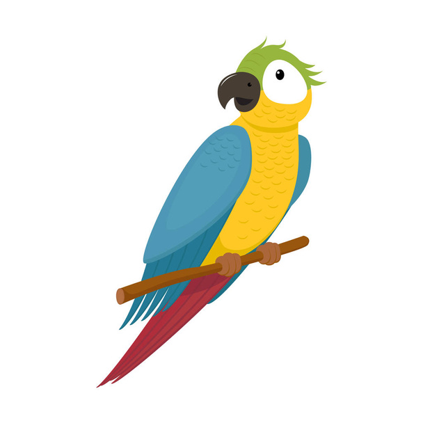 Cute macaw, ara parrot sitting on tree branch - Vector, imagen