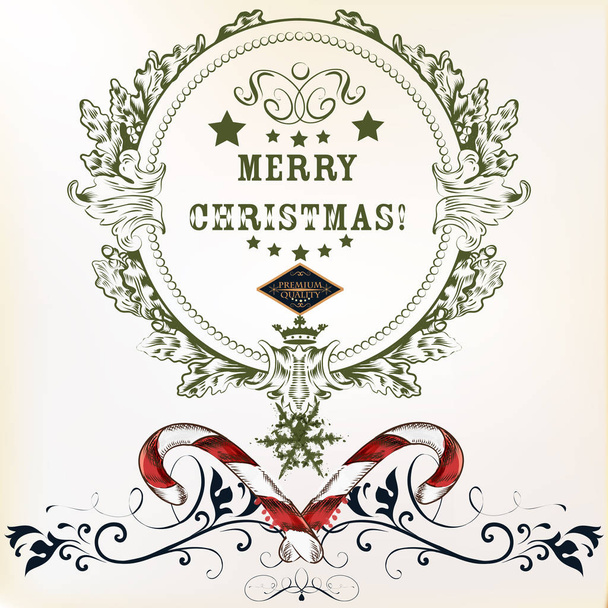 盛んにビンテージ スタイルのクリスマス カード。メリークリスマス - ベクター画像