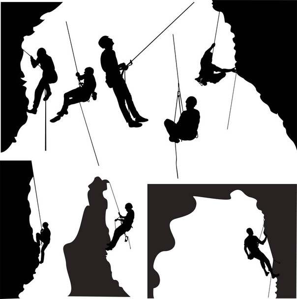 Rock climbers collection silhouette  - vector - Vector, Image