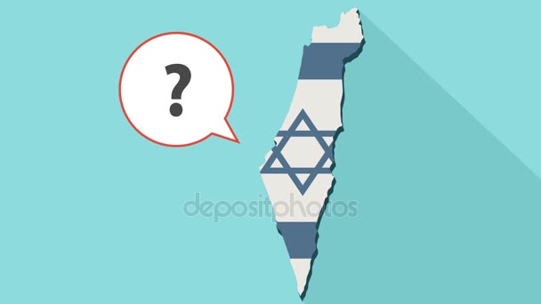 Animation of a long shadow Israel map with its flag and a comic balloon with a question sign - Footage, Video