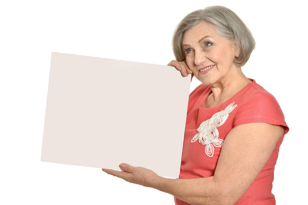  elderly woman with blank card - Foto, imagen
