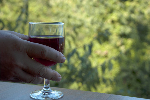  red wine in the open air - Photo, Image