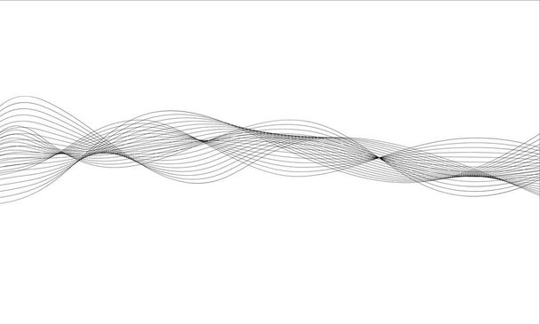 Abstraktes Wellenelement für Design. Digitaler Frequenzspurentzerrer. Stilisierte Linie Kunst Hintergrund. Vektorillustration. Welle mit Linien, die mit dem Überblendwerkzeug erzeugt werden. Geschwungene Wellenlinie, glatter Streifen. - Vektor, Bild