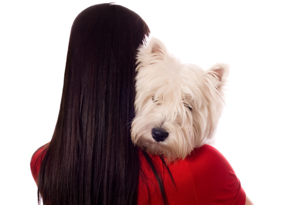 Young woman with West Highland White Terrier - Fotó, kép