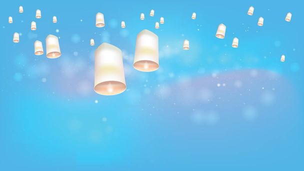 Fehér úszó lámpák, hogy világos ég ünnepségen Észak-Thaiföld - Vektor, kép