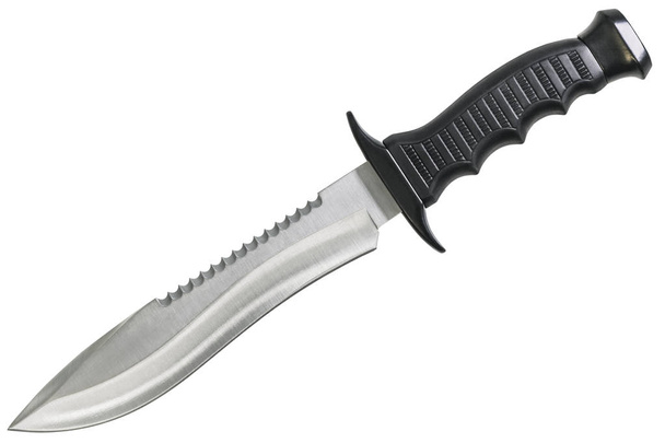 Σταθερή λεπίδα τακτικής μάχης κυνήγι επιβίωσης Sawback κυνηγετική μαχαίρα απομονώνονται σε λευκό φόντο - Φωτογραφία, εικόνα