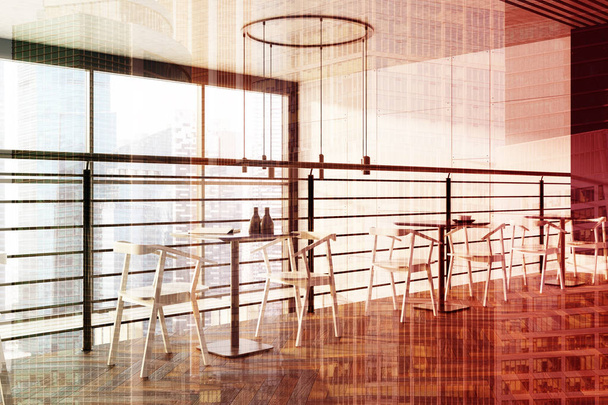 Loft Café Interieur, runde Lampe doppelt - Foto, Bild