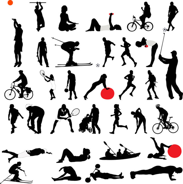 sport and recreation collection silhouettes - vector - Vector, Image