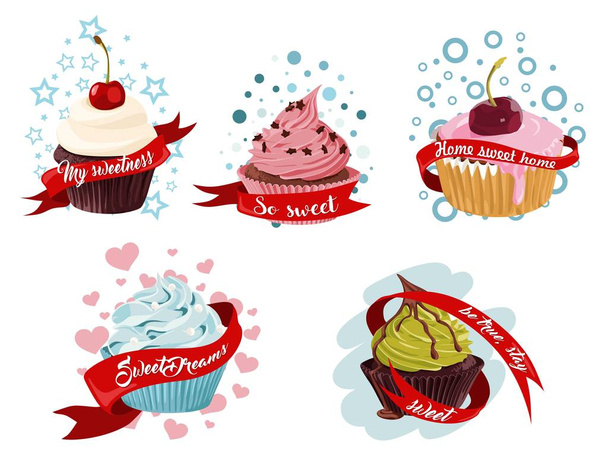 甘いカップケーキ ベクトル クリップアート  - ベクター画像