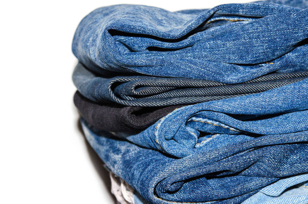 jeans stacked isolated on white background. - Photo, Image