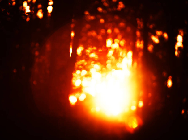 Horizontal orange sunset flare bokeh background - Фото, зображення