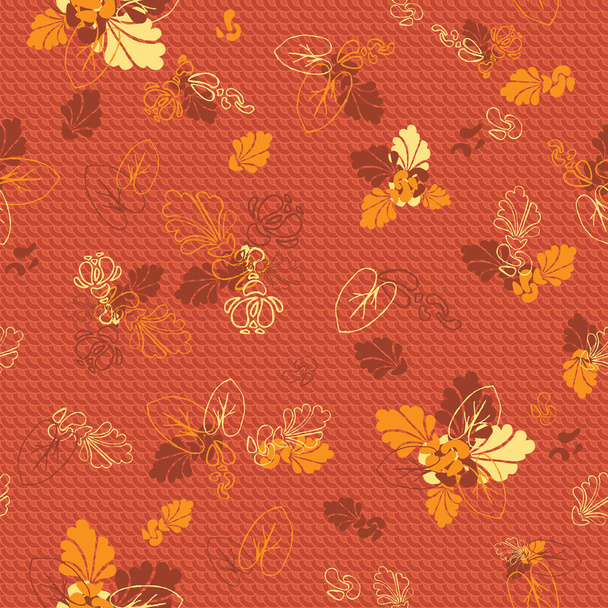 A nice seamless autumnal background. Flowers and leaves. Two tex - Vektor, obrázek