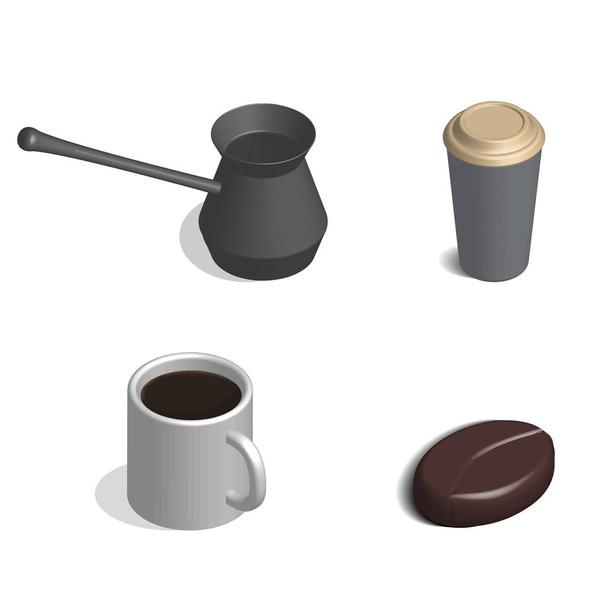 Set de café en 3D, ilustración vectorial
. - Vector, Imagen