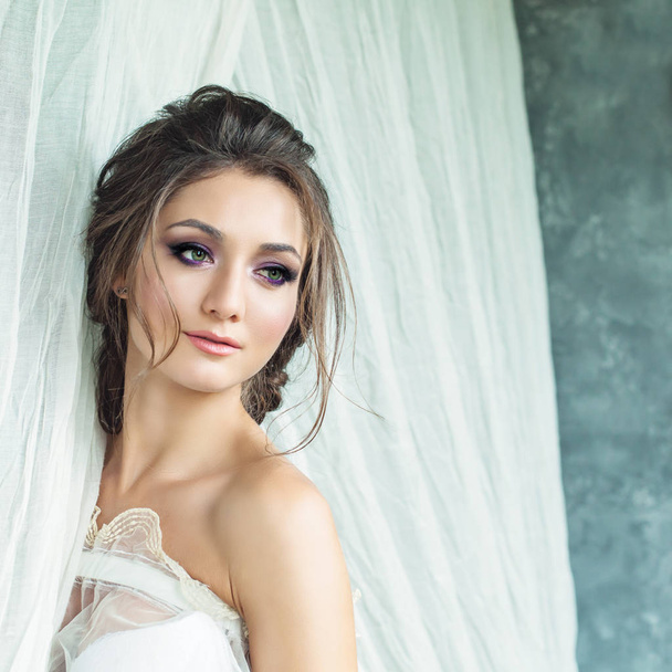 Beautiful Woman with Makeup and Hairstyle, Fashion Portrait - Fotografie, Obrázek
