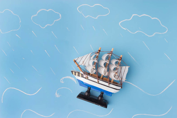 ship model in a storm - Фото, изображение