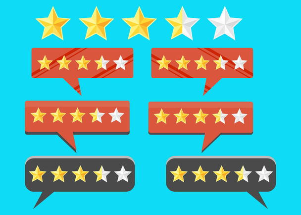 Review rating bubble flat vector illustration, customer reviews stars rate - Vector, Image