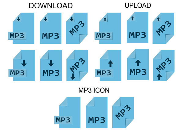 Μορφές αρχείων MP3. Τα εικονίδια τύπος αρχείων μουσικής - Διάνυσμα, εικόνα