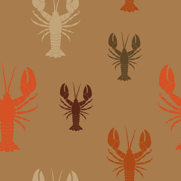 Seamless pattern with  lobster - Vector, Image