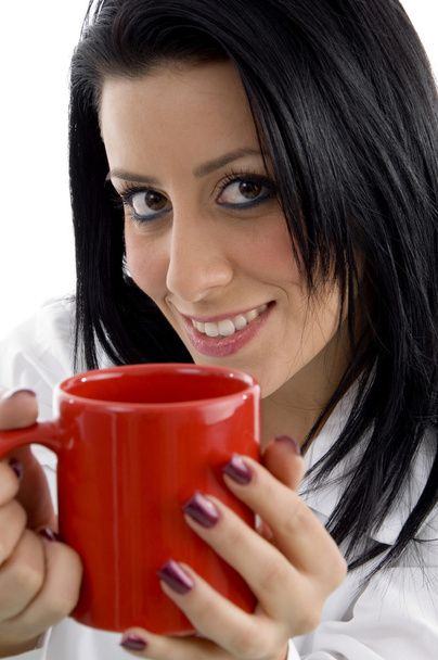 Beautiful woman sipping coffee - Fotó, kép