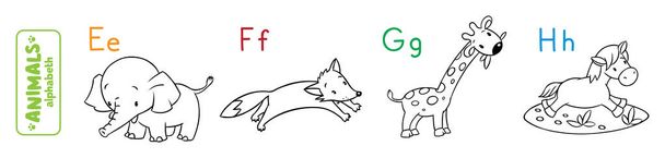 Állatok ábécé vagy Abc. Kifestőkönyv - Vektor, kép