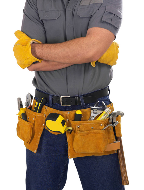 Carpintero con cinturón de herramientas
 - Foto, Imagen