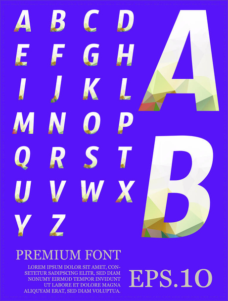 Rozměr barevná abeceda sada umělecké barvy písma Low poly fon - Vektor, obrázek